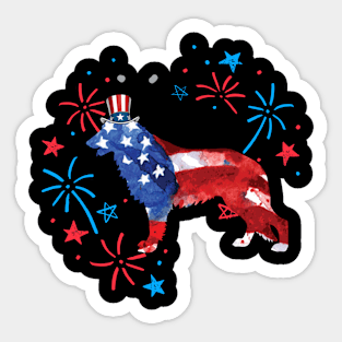 German Shepherd Uncle Sam Hat 4Th Of July Sticker